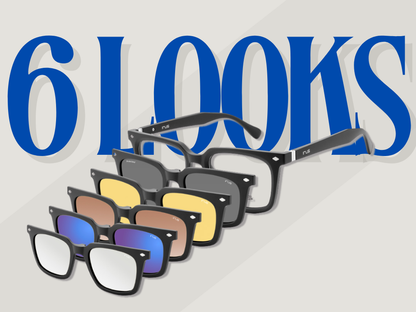 IRUS 3508 Men Square Clip-On Frames with 5 Clip-Ons