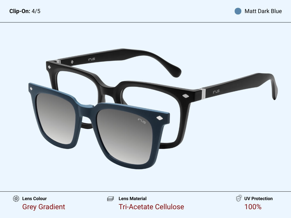 IRUS 3551 Unisex Square Clip-On Frames with 5 Clip-Ons