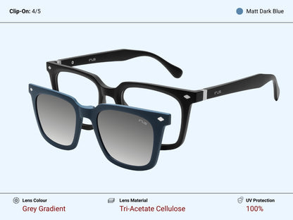 IRUS 3551 Unisex Square Clip-On Frames with 5 Clip-Ons