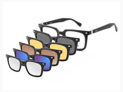 IRUS 3508 Men Square Clip-On Frames with 5 Clip-Ons