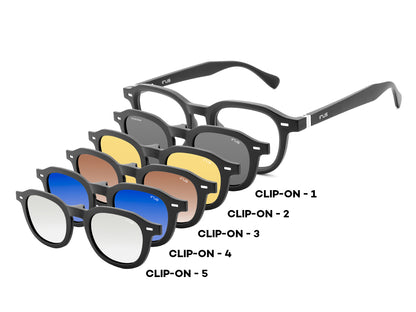 IRUS 3507 Men Oval Clip-On Frames with 5 Clip-Ons
