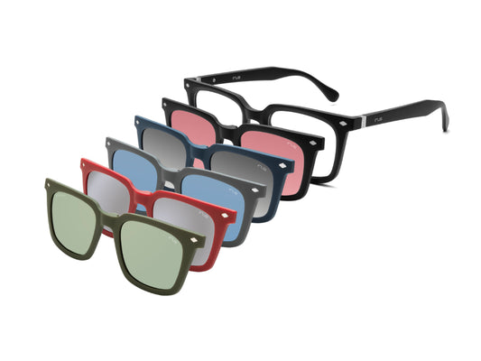 1 pair of clip-on frames with 5 clip-ons allowing the wearer to get 6 looks from 1 pair itself